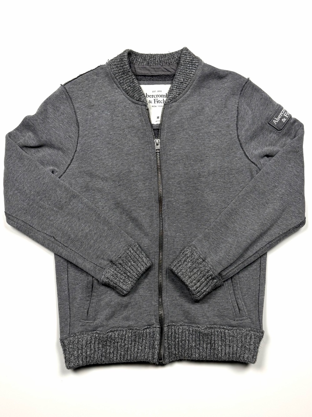 Abercrombie & Fitch Men’s Gray Full Zip Bomber Jacket Size M